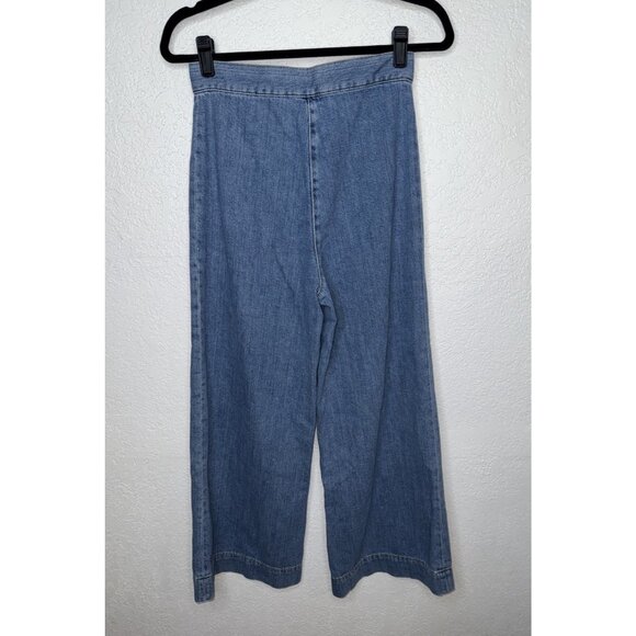 Zara Bare Back Wide Leg Jeans Zara Woman Premium Denim US 2 100% Cotton 1D - Picture 5 of 6